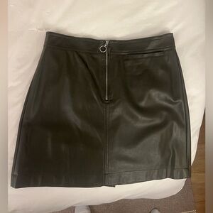 Aritzia Wilfred Dark Green Leather Mini Skirt